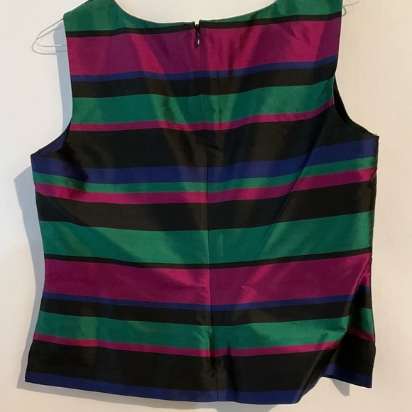 Talbot Striped Sleeveless Top - Multicolor 16P Sleeveless Suit Blouse Fitted - Picture 2 of 10